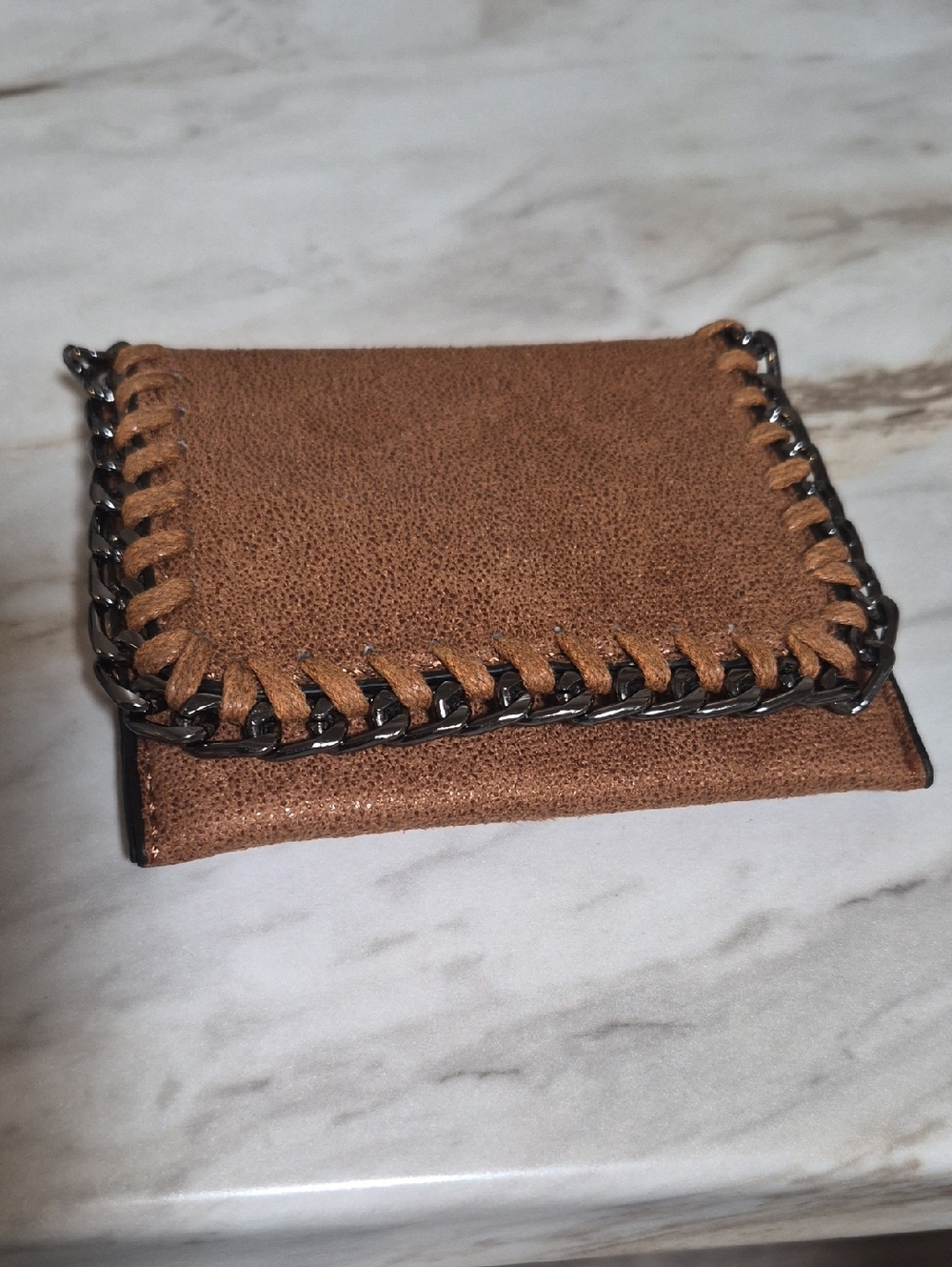 Brown Chain-Trim Card Holder